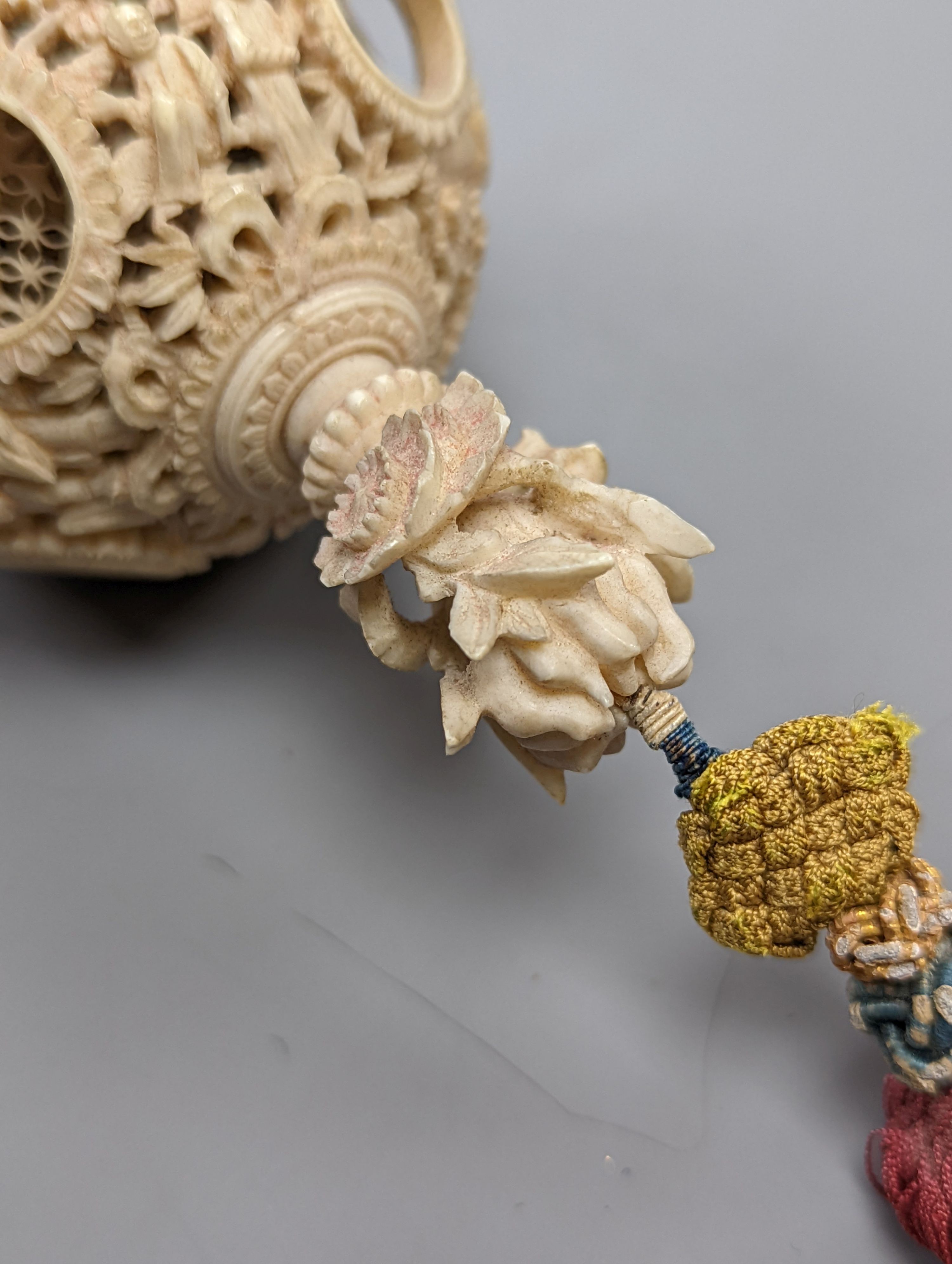 A 19th century Chinese carved ivory concentric ball